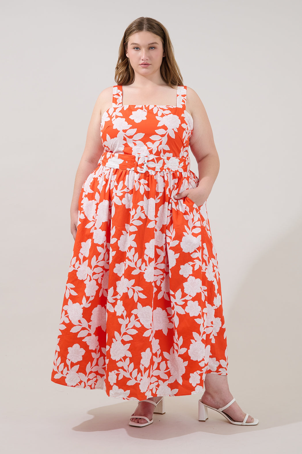 Avril Belted Midi Dress Lilo Tropics Curve