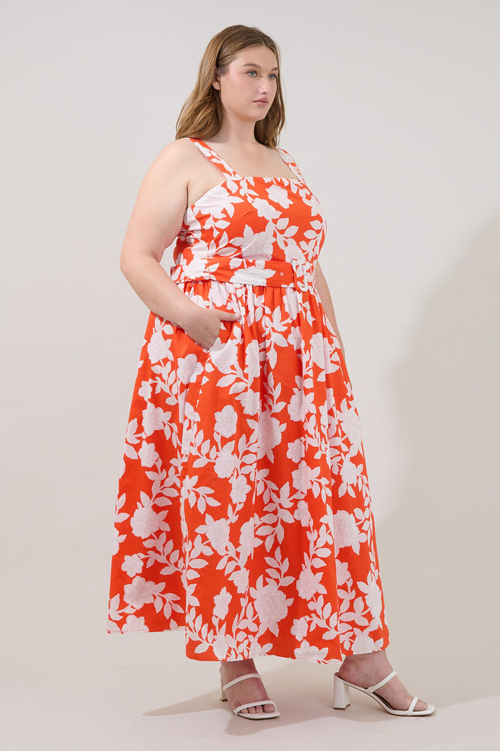 Avril Belted Midi Dress Lilo Tropics Curve
