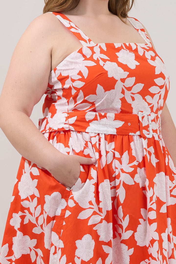 Avril Belted Midi Dress Lilo Tropics Curve