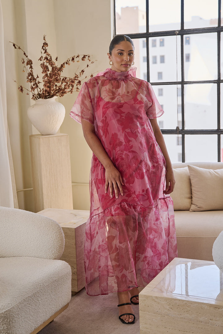 Ellery Floral Dime Organza Maxi Dress Curve