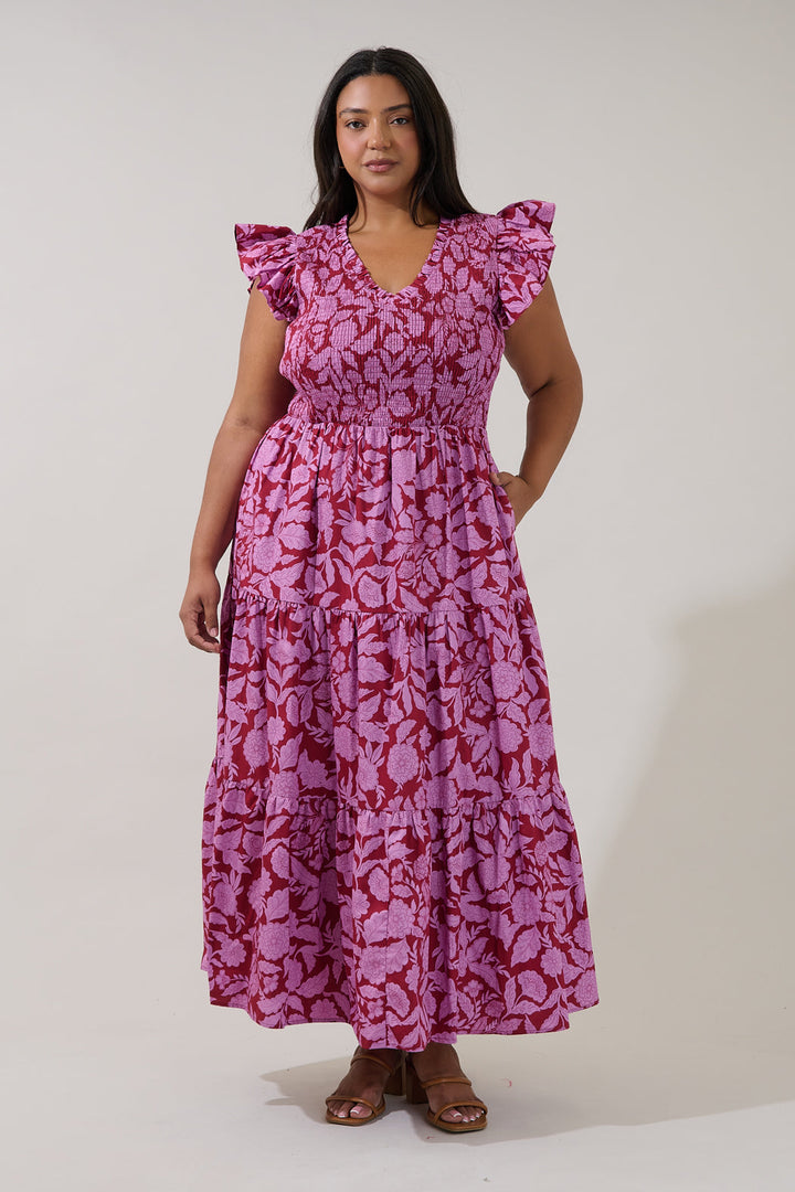 Sunfire Tiered Midi Dress Yunice Floral Curve