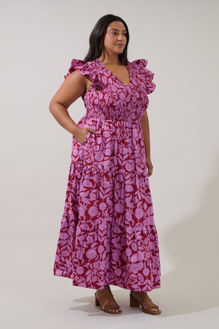 Sunfire Tiered Midi Dress Yunice Floral Curve