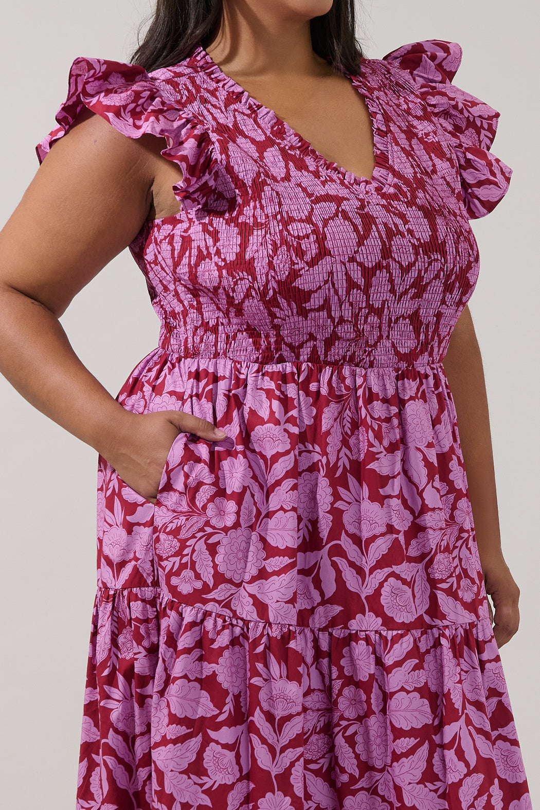 Sunfire Tiered Midi Dress Yunice Floral Curve