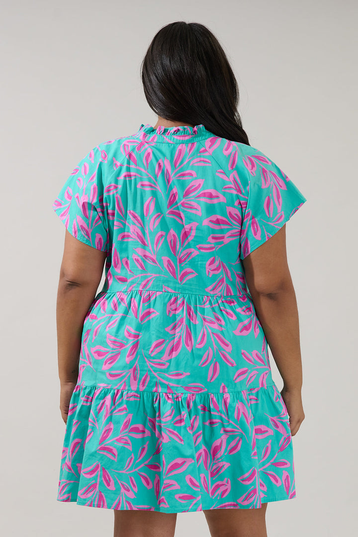 Janelly Poplin Tiered Mini Dress Palmate Curve