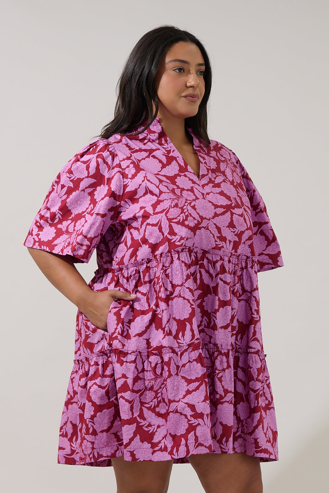 Dixie Split Neck Shift Dress Yunice Floral Curve