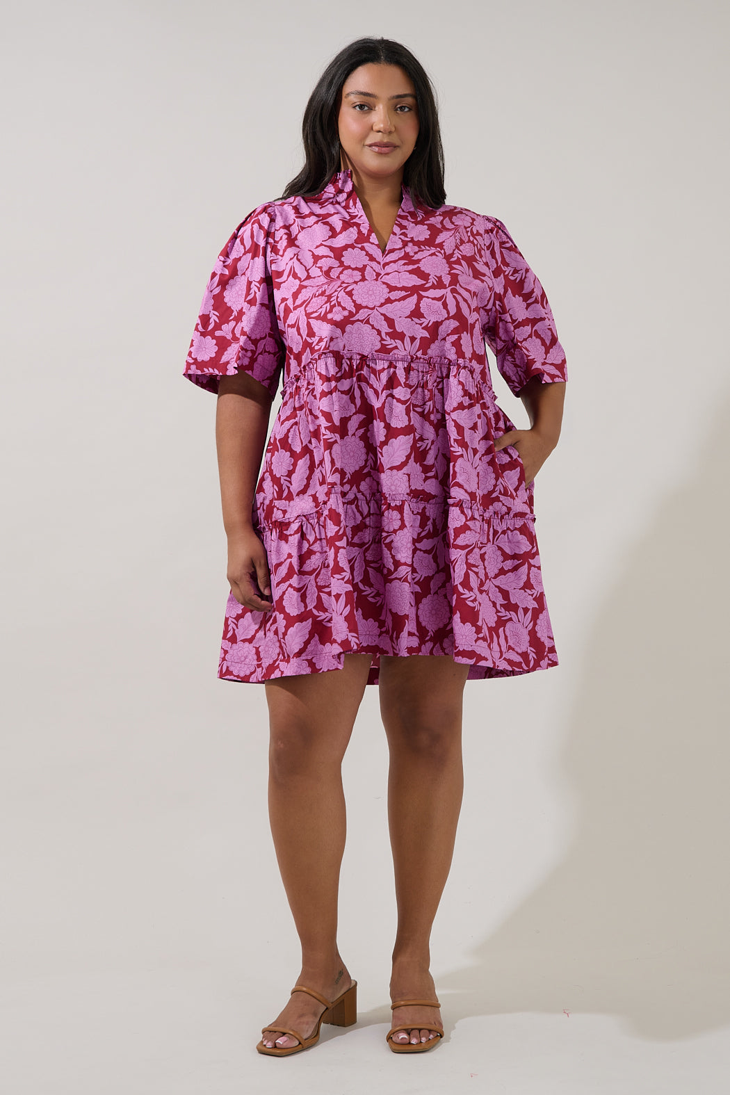Dixie Split Neck Shift Dress Yunice Floral Curve