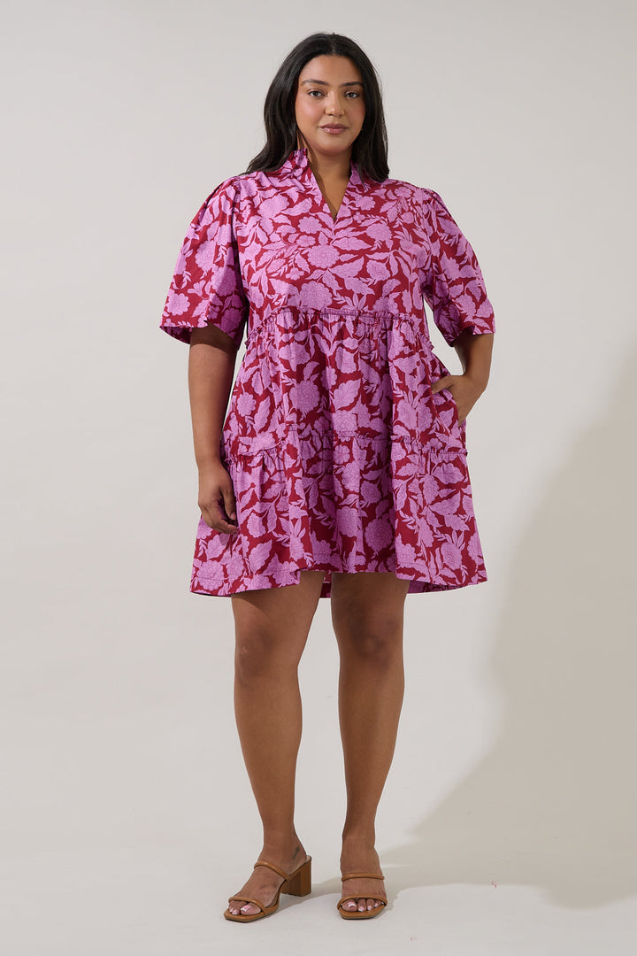 Dixie Split Neck Shift Dress Yunice Floral Curve