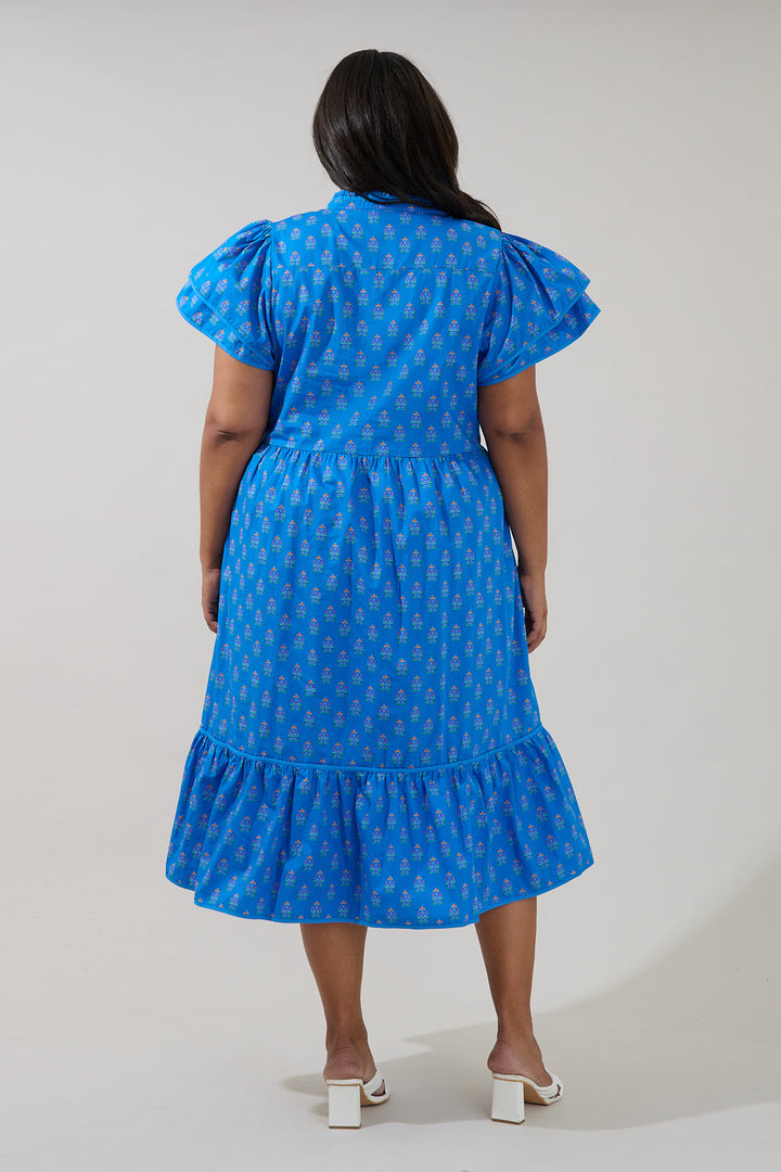 Davie Button Down Midi Dress Raidy Floral Curve