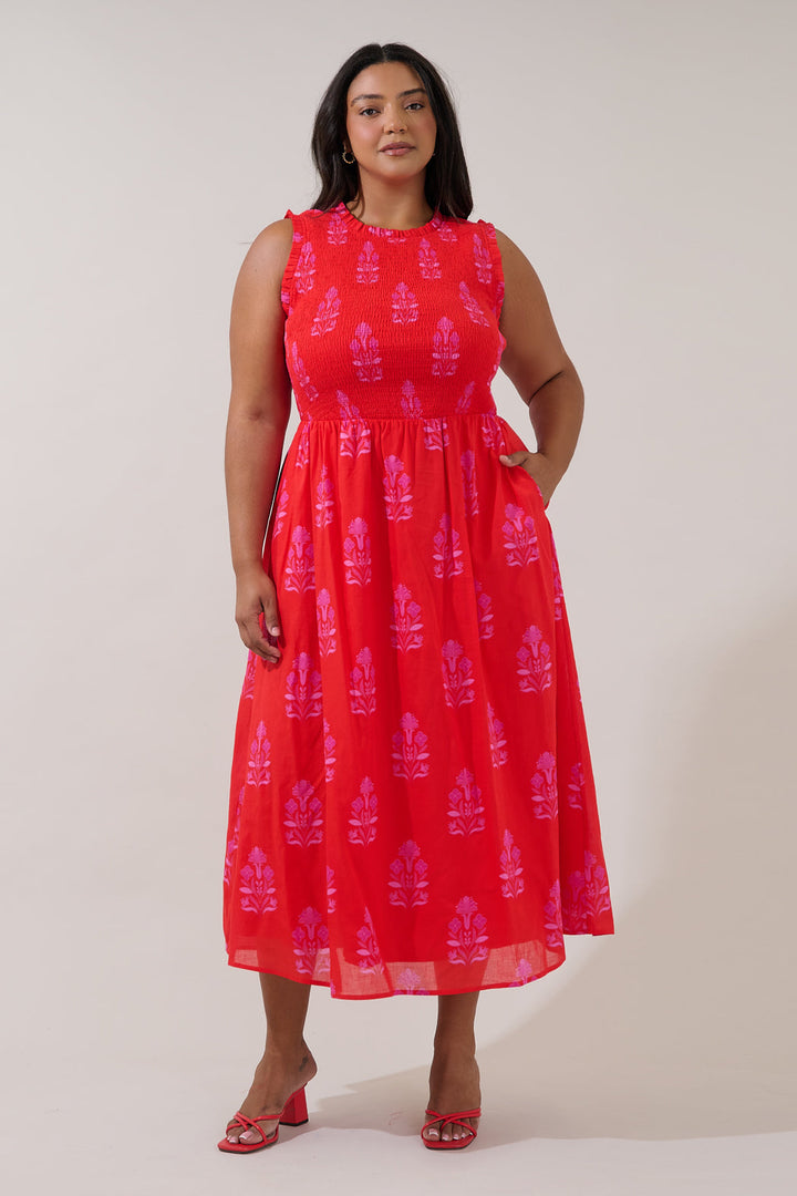Cecil Smocked Sleeveless Midi Dress Artisan Curve