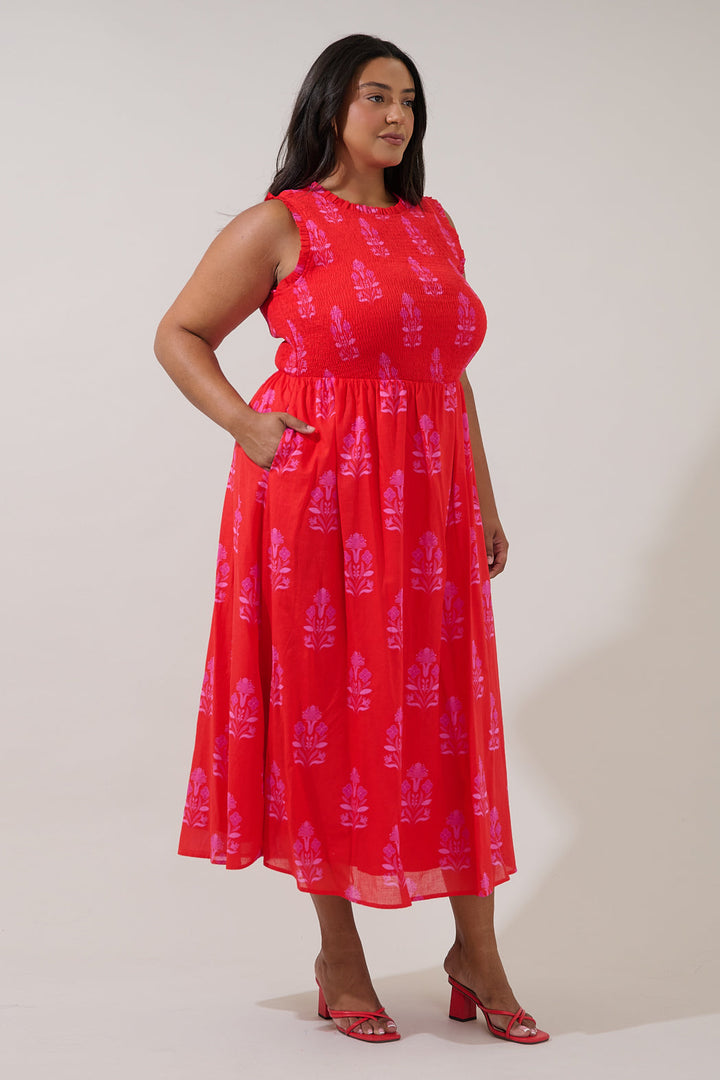 Cecil Smocked Sleeveless Midi Dress Artisan Curve