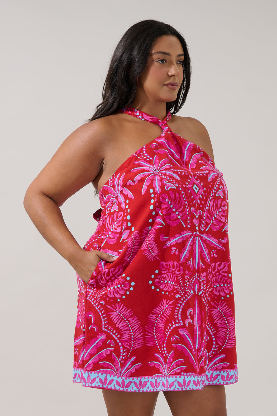 Amory Halter Mini Dress Cabana Curve