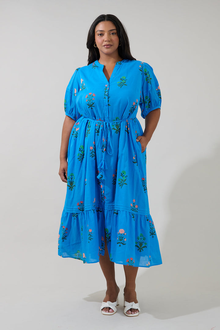 Lizeth Button Down Midi Dress Genora Floral Curve