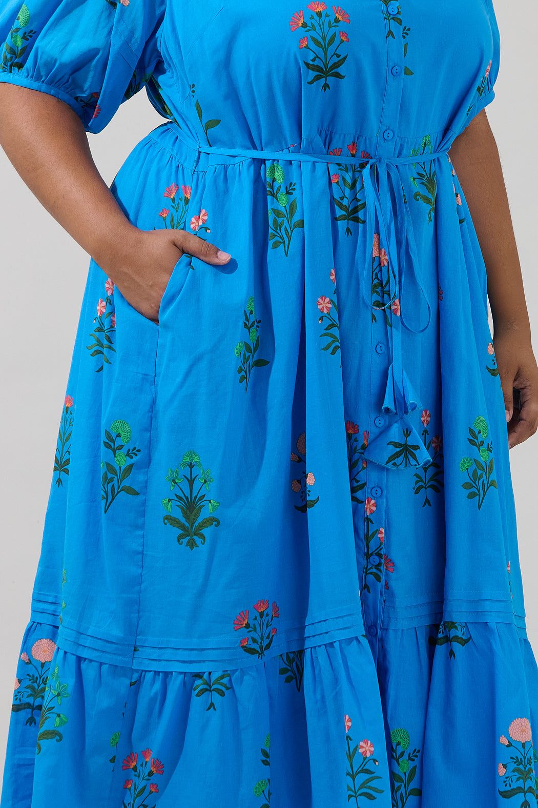 Lizeth Button Down Midi Dress Genora Floral Curve