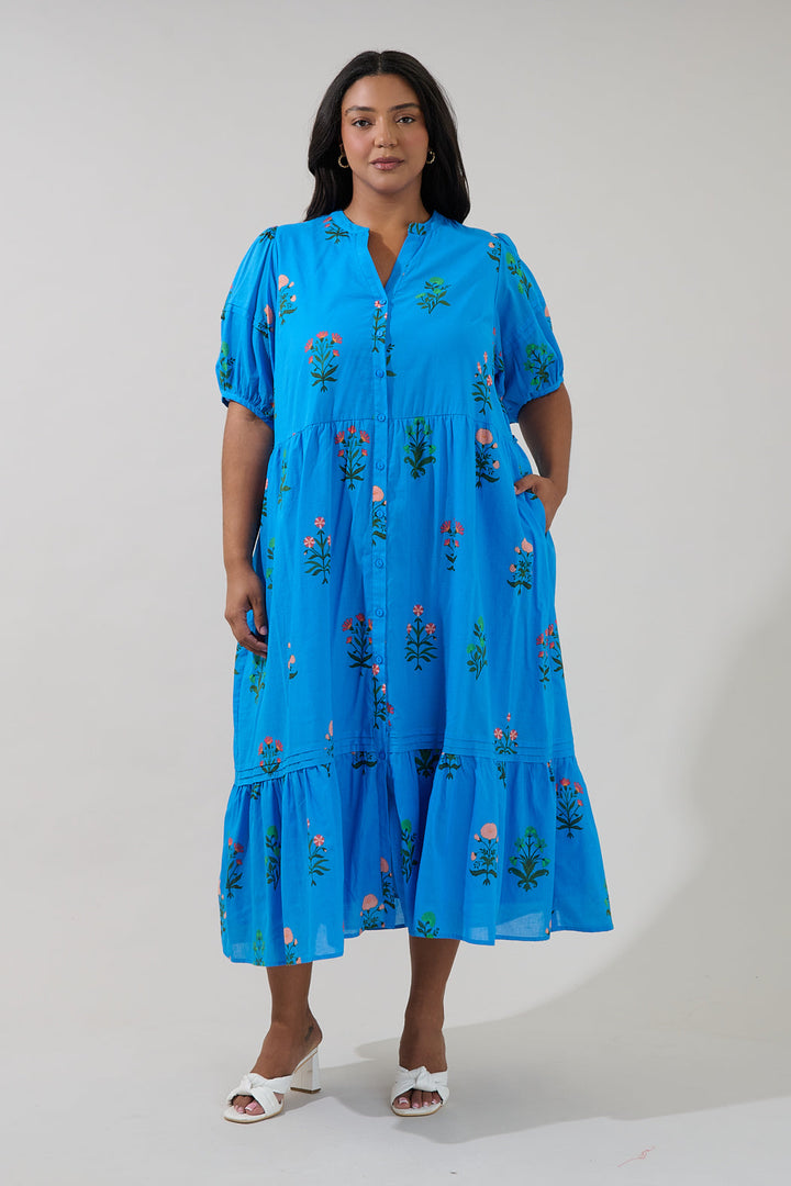 Lizeth Button Down Midi Dress Genora Floral Curve