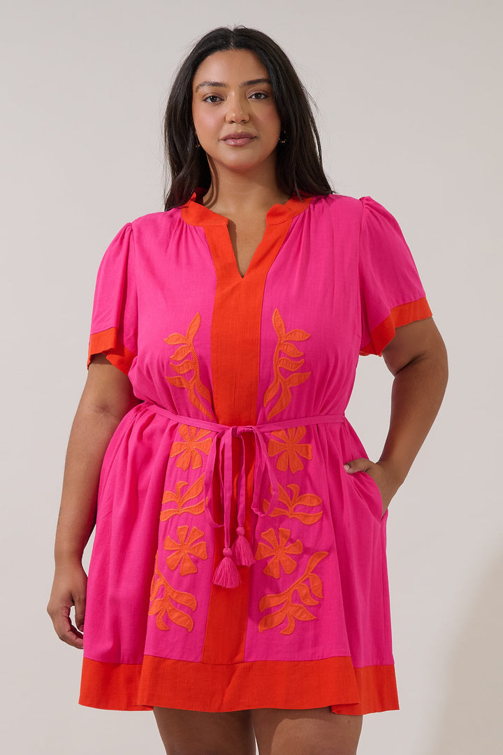 Patras Contrast Mini Dress Curve