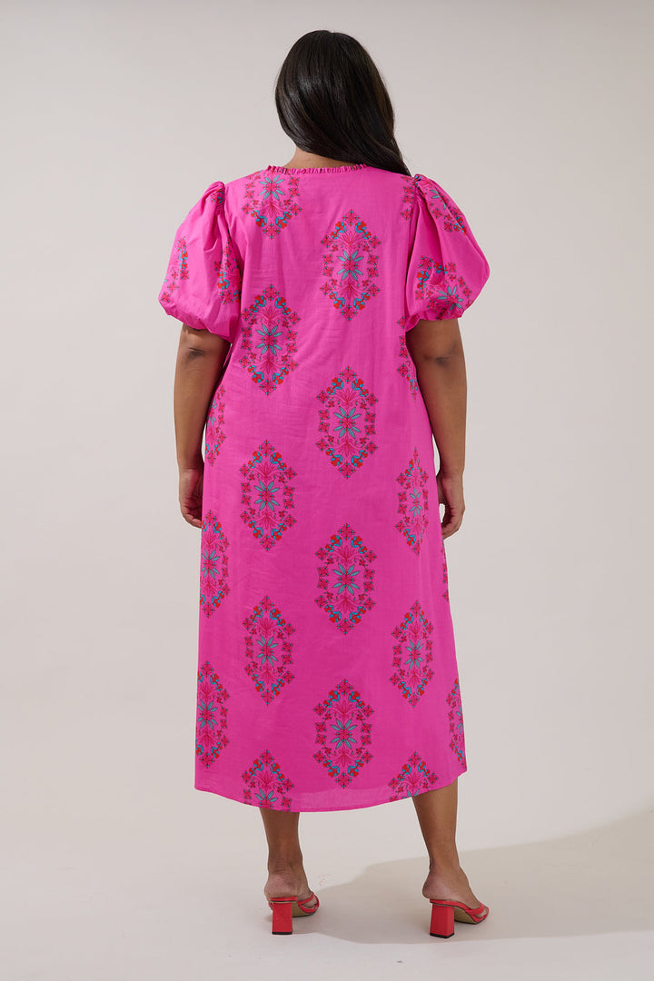 Minley Pleated Midi Dress Casria Floral Curve