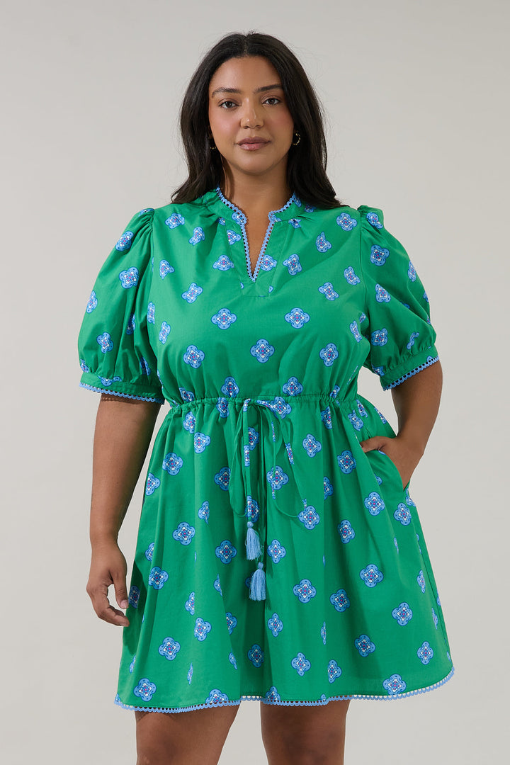 Genara Drawstring Mini Dress Medallion Curve