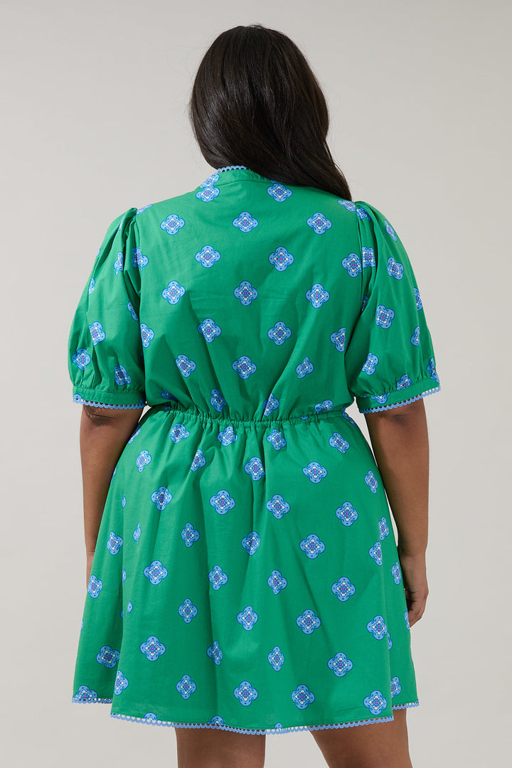 Genara Drawstring Mini Dress Medallion Curve