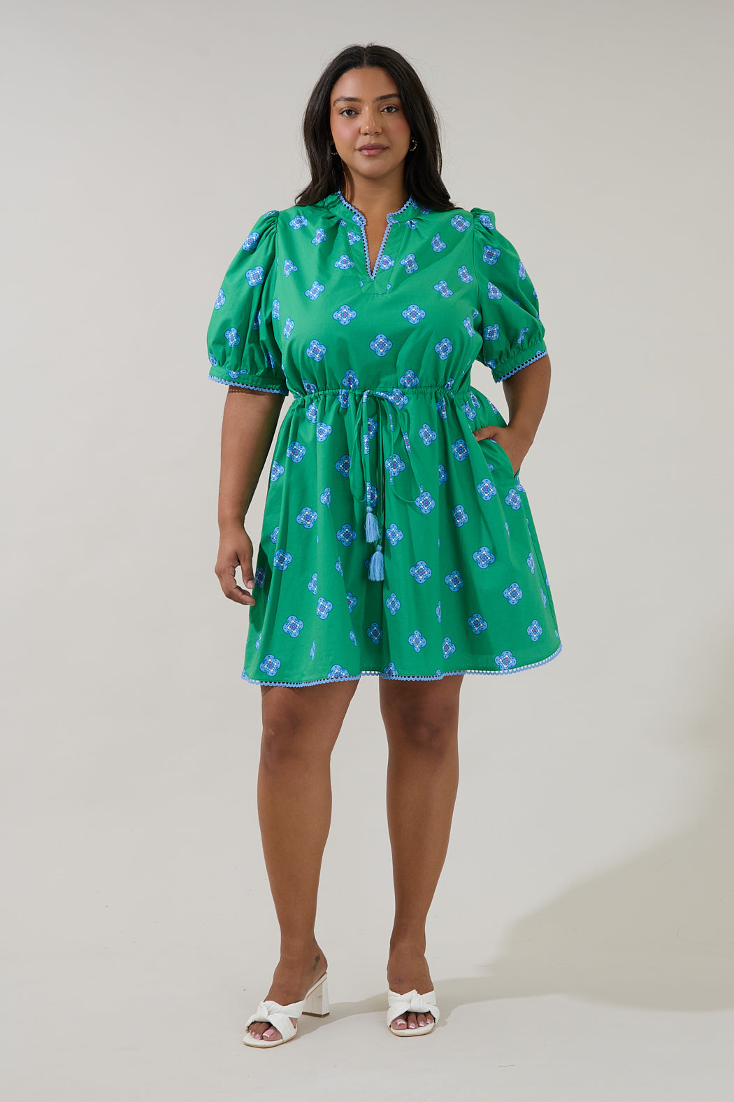 Genara Drawstring Mini Dress Medallion Curve