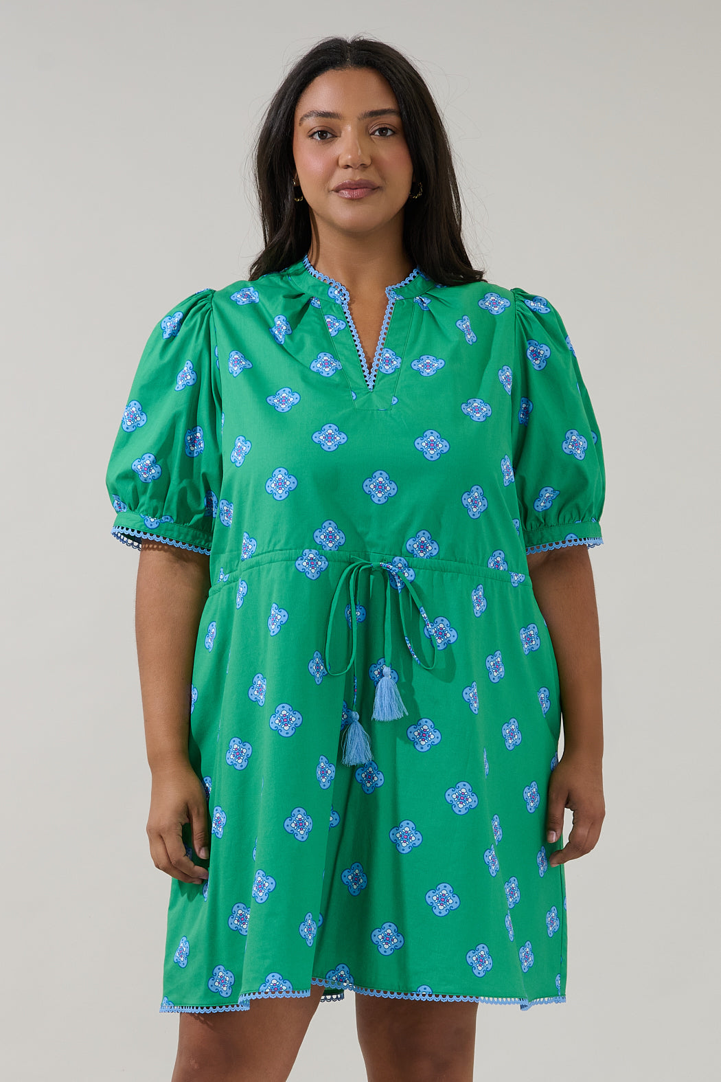 Genara Drawstring Mini Dress Medallion Curve