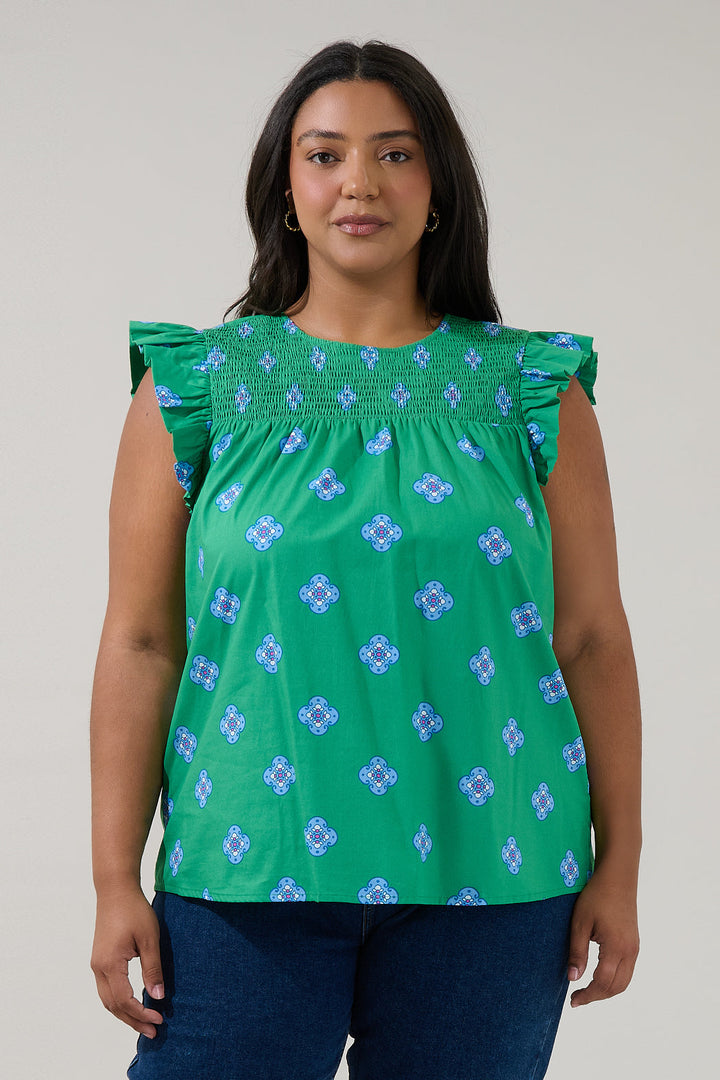Tisha Ruffle Top Medallion Curve