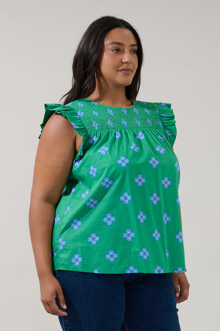Tisha Ruffle Top Medallion Curve