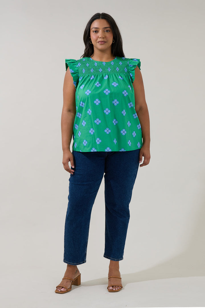 Tisha Ruffle Top Medallion Curve