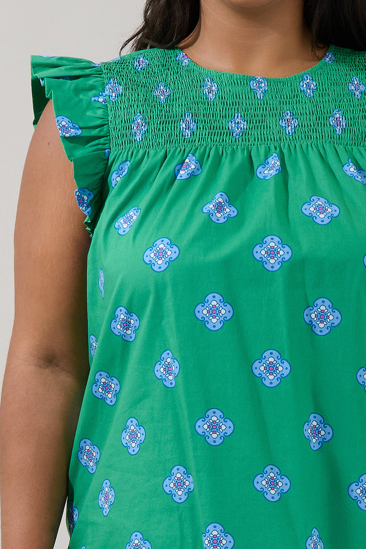 Tisha Ruffle Top Medallion Curve