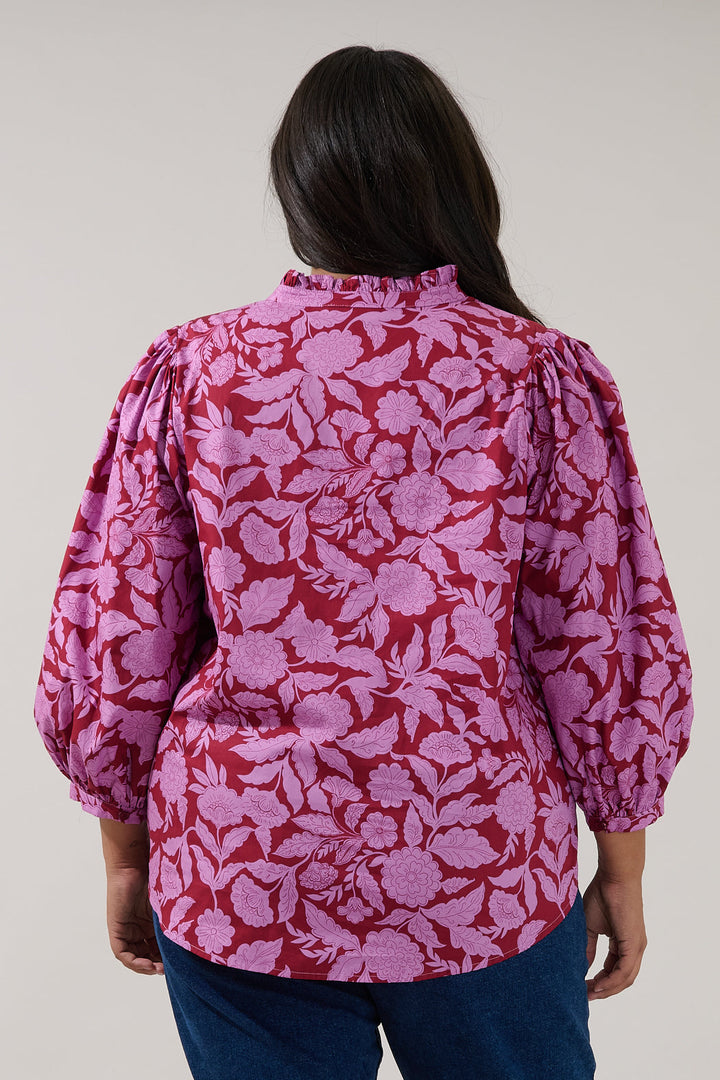 Ima Button Up Top Yunice Floral Curve