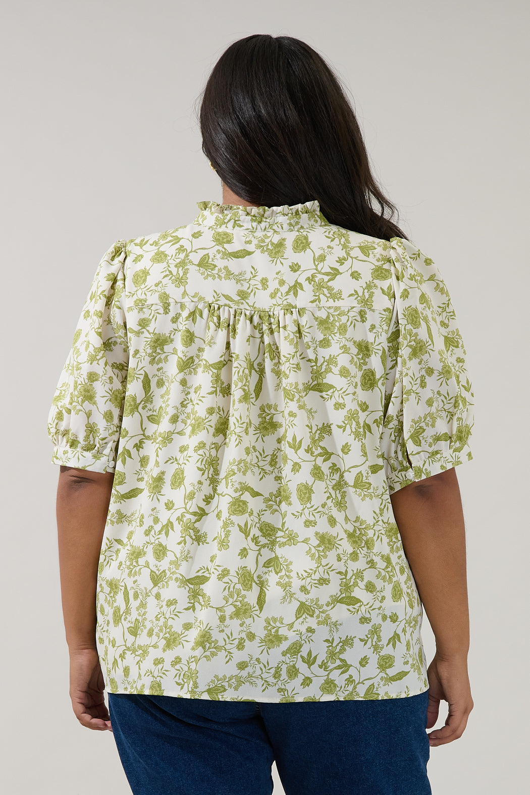 Elysia Pleated Blouse Floral Curve