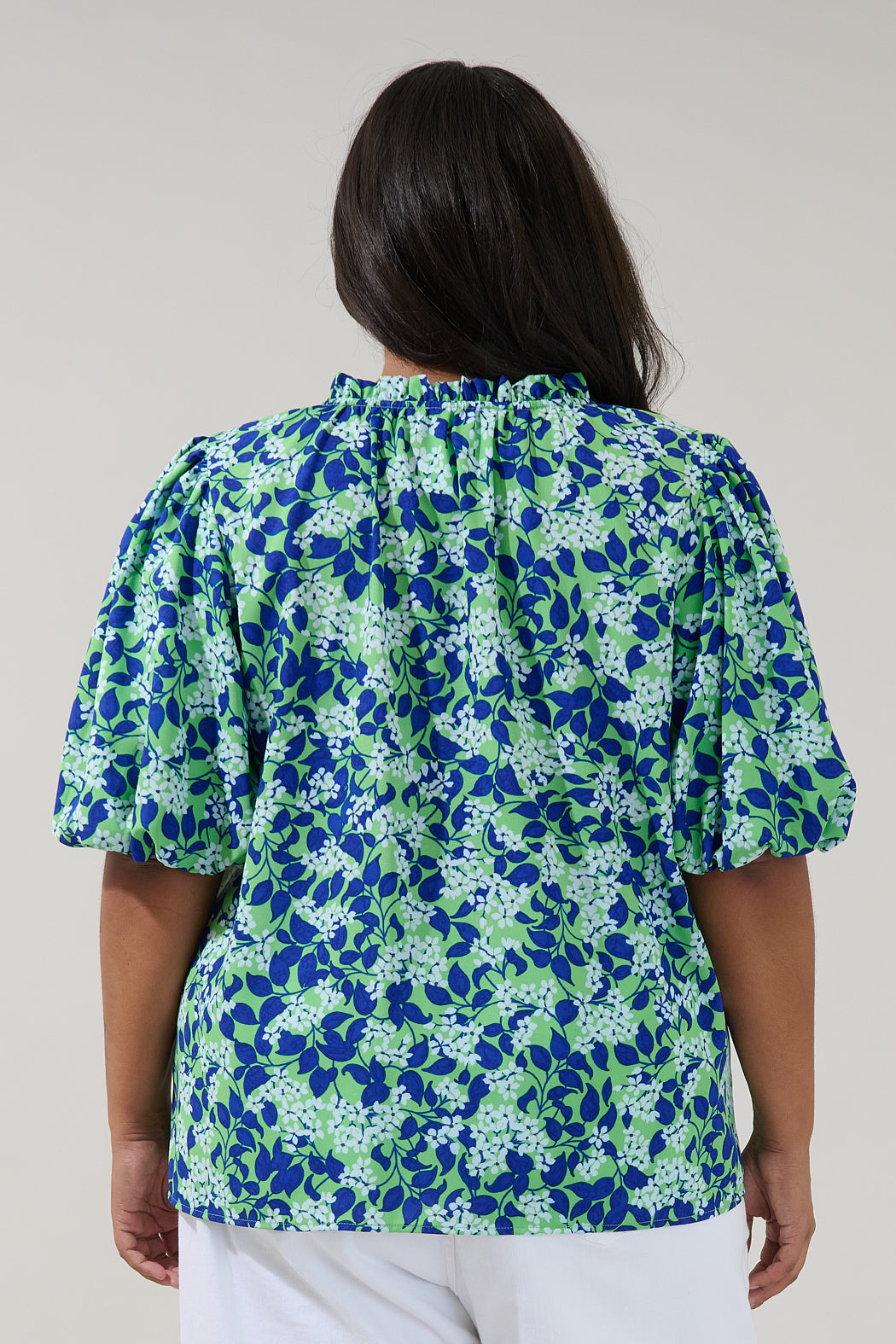 Kelley Bubble Sleeve Blouse Floral Curve