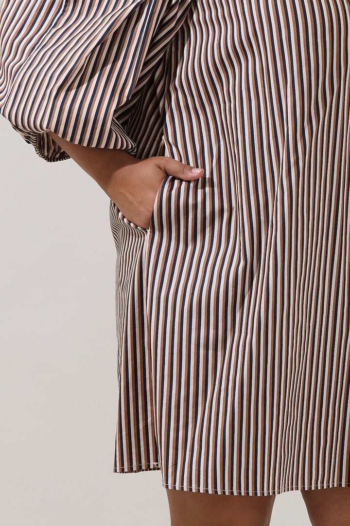 Victoria Shift Split Neck Mini Dress Tiramisu Curve