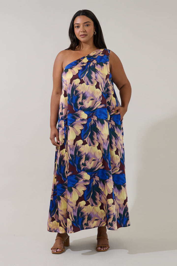 Glena Pleated Maxi Dress Irelia Floral Curve