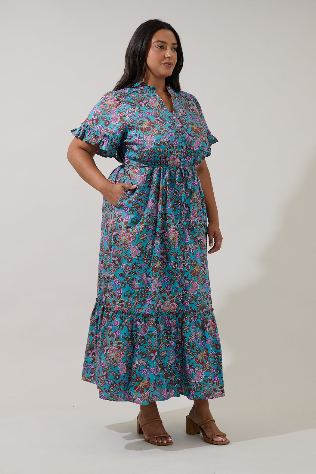 Alna Button Up Midi Dress Berlin Floral Curve
