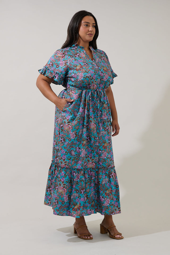 Alna Button Up Midi Dress Berlin Floral Curve