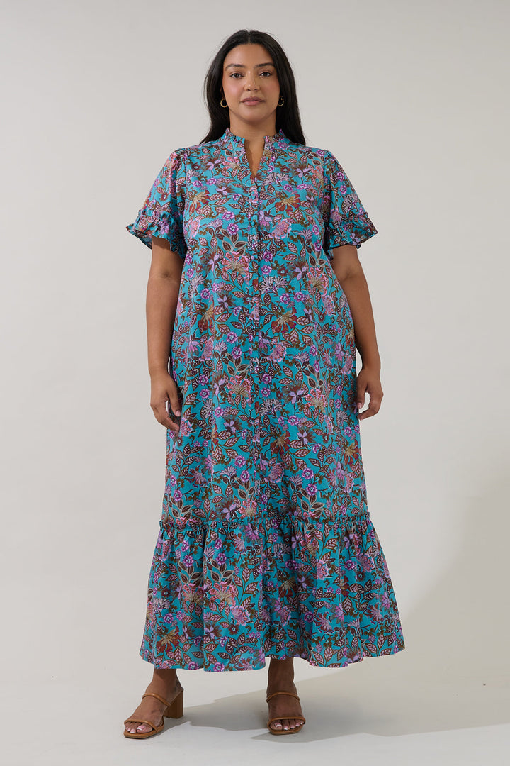 Alna Button Up Midi Dress Berlin Floral Curve