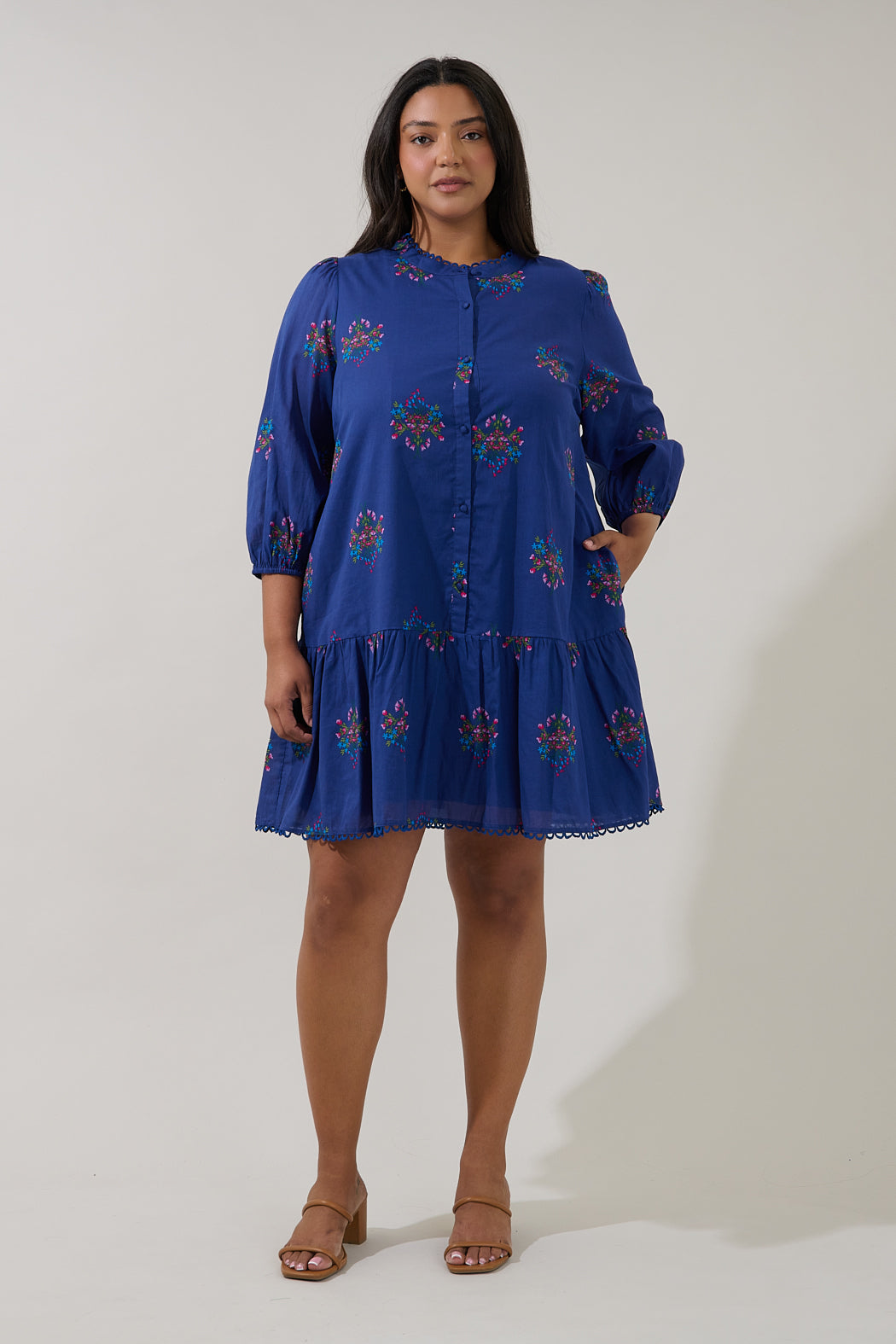 Yamila Ruffle Mini Dress Bouquet Curve