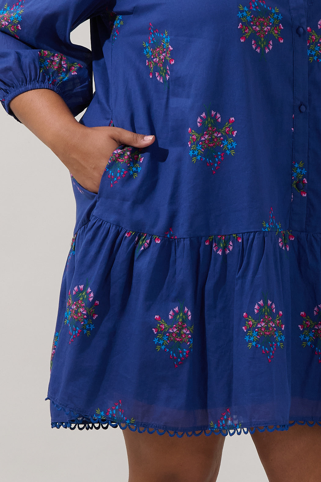Yamila Ruffle Mini Dress Bouquet Curve