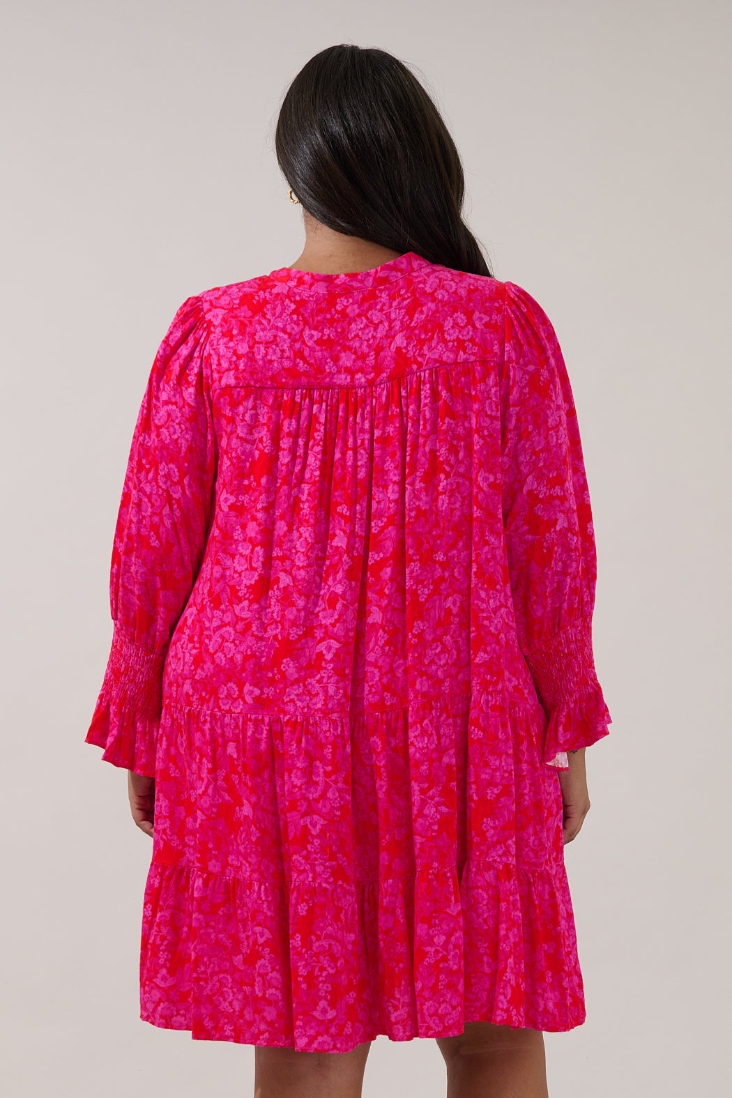 Anamy Shift Mini Dress Rouge Floral Curve