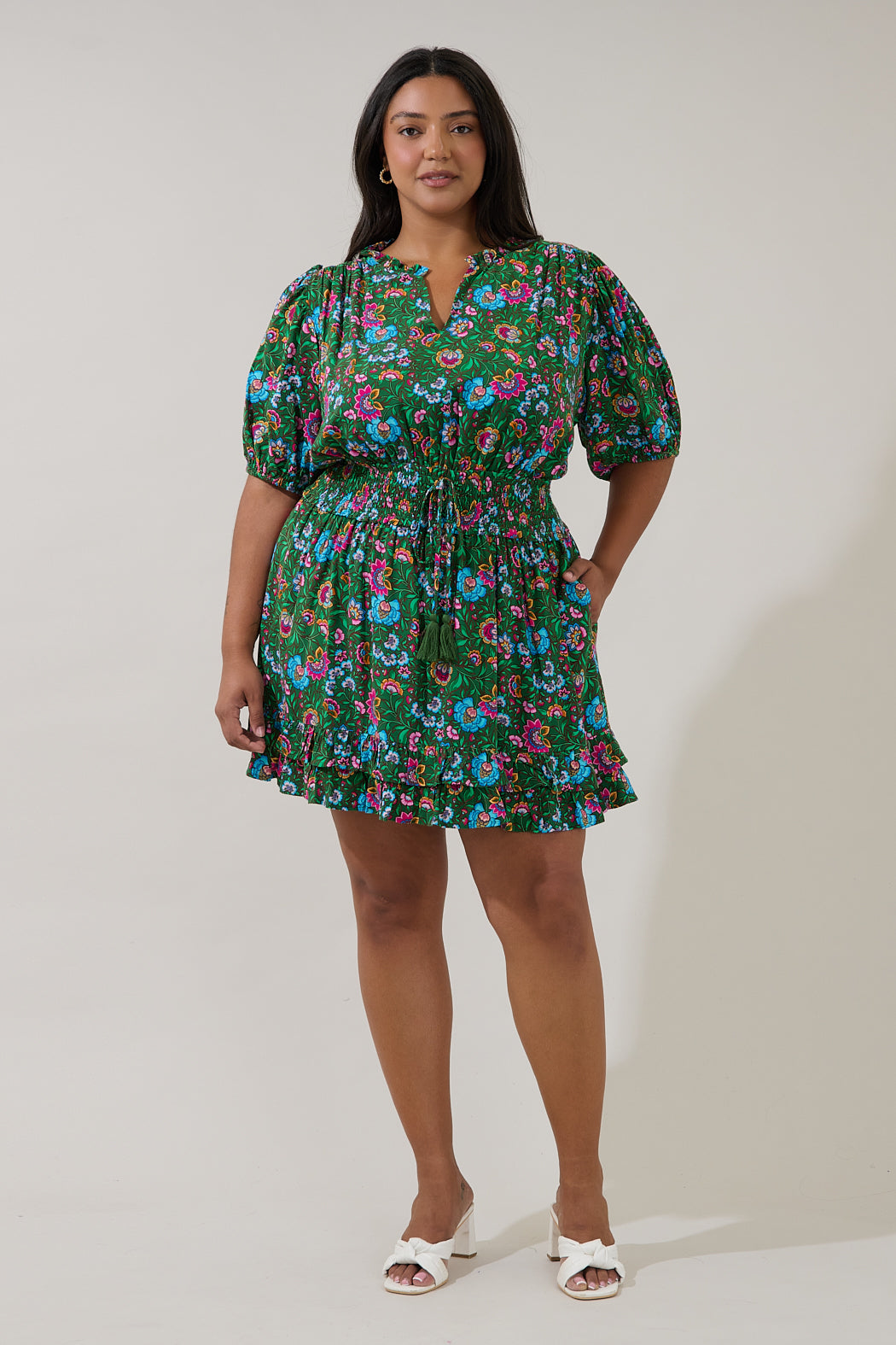 Jurie Smocked Mini Dress Botanical Curve