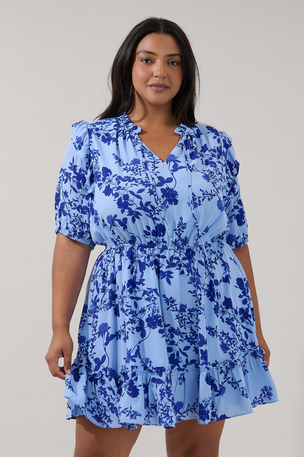 Karisa Ruffle Mini Dress Floral Curve