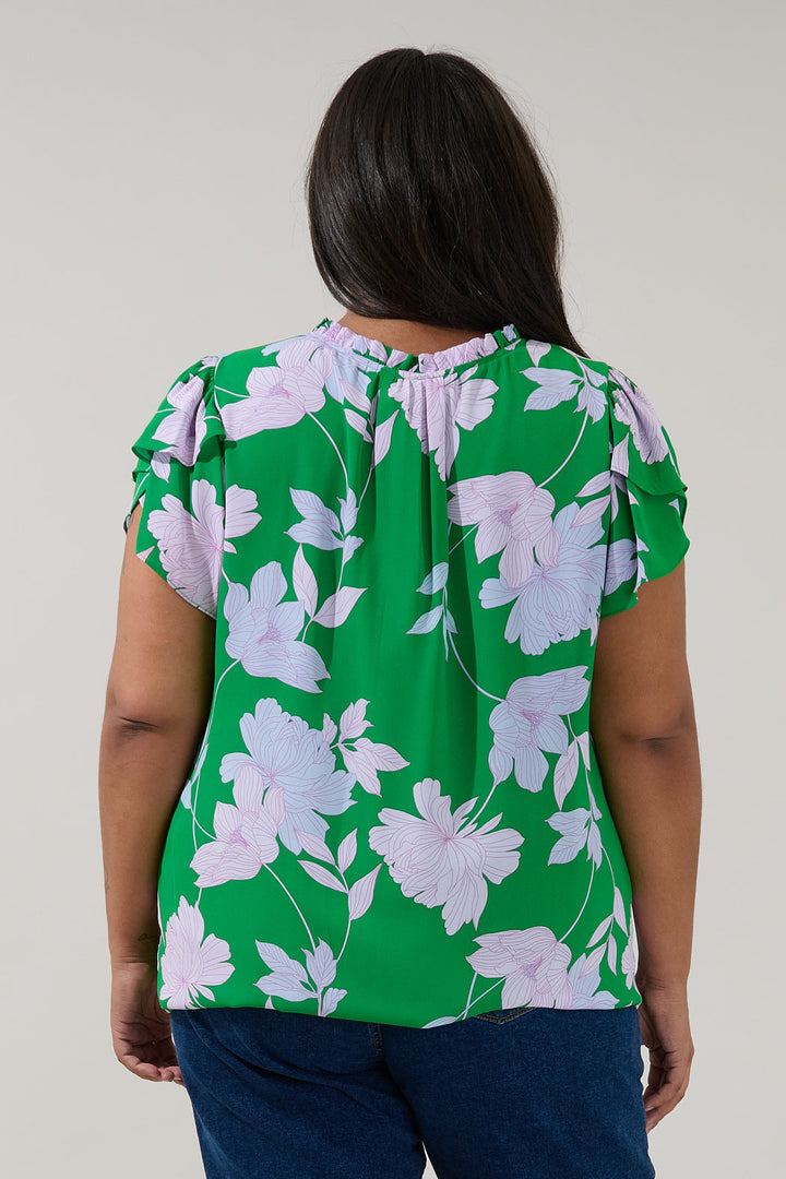 Montie Ruffle Blouse Merla Floral Curve