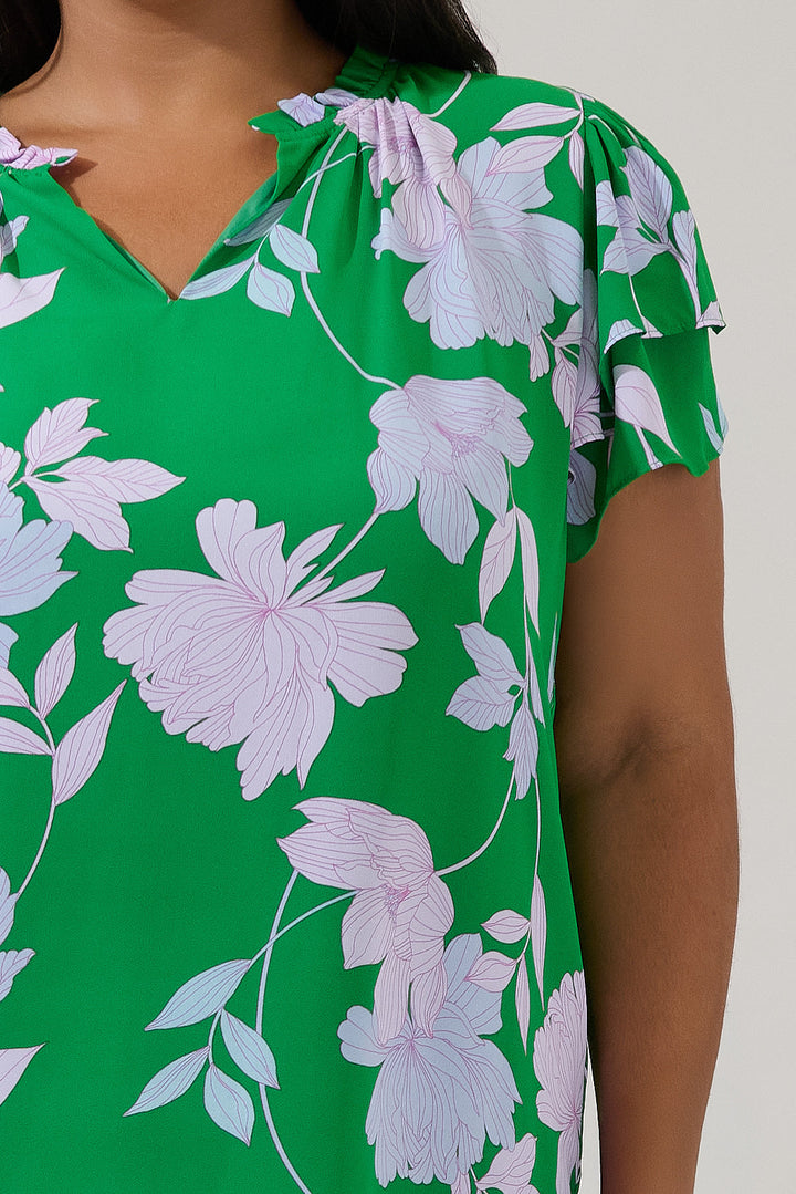 Montie Ruffle Blouse Merla Floral Curve