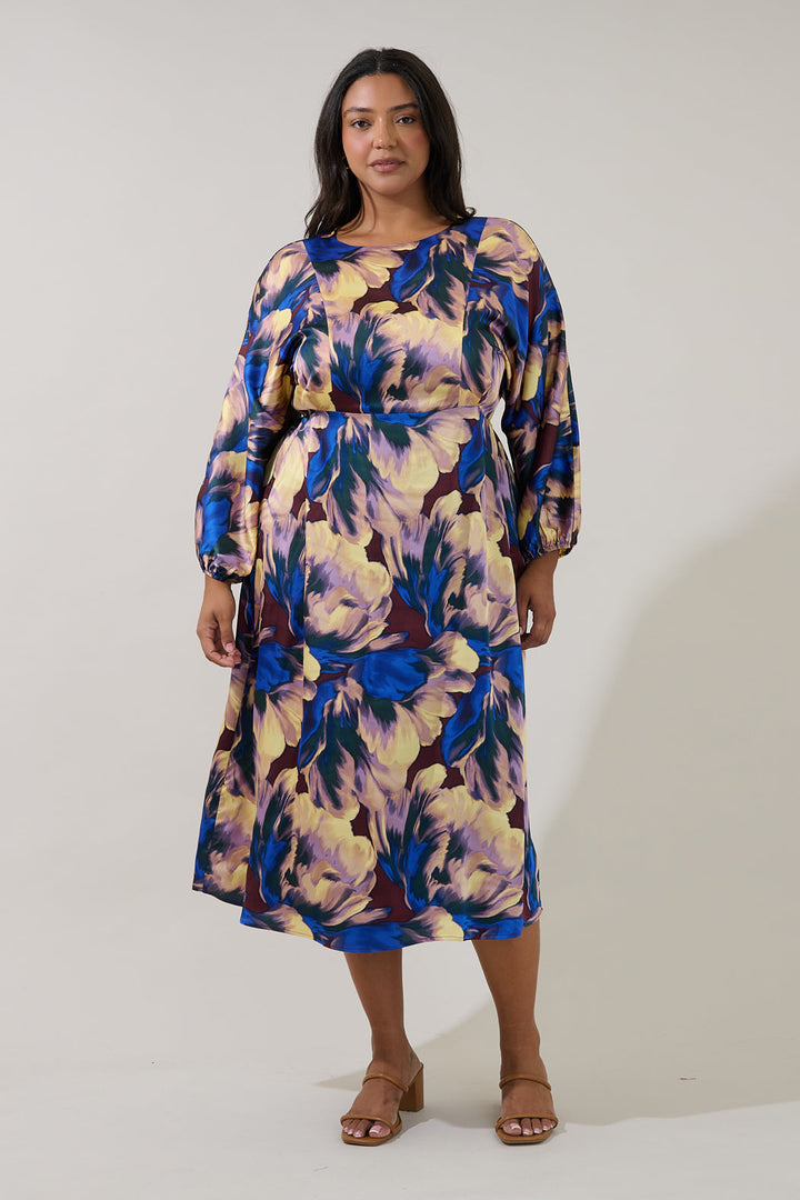Charline Dolman Sleeve Midi Dress Irelia Floral Curve