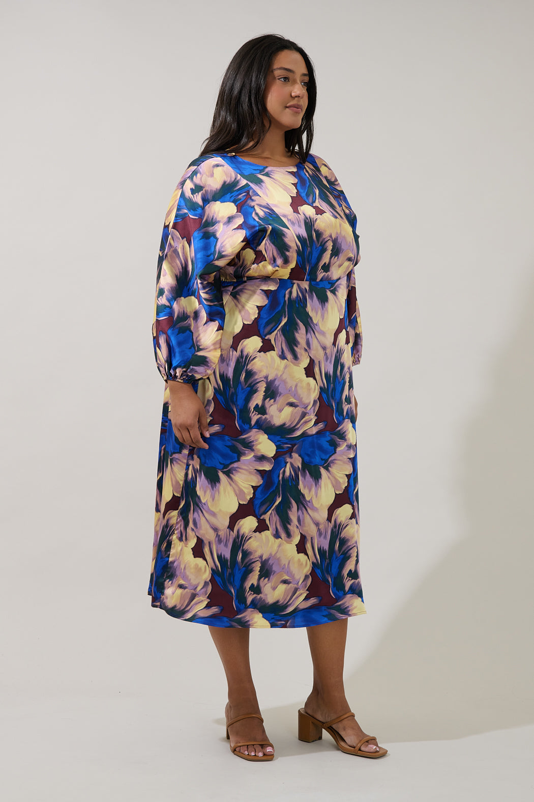 Charline Dolman Sleeve Midi Dress Irelia Floral Curve