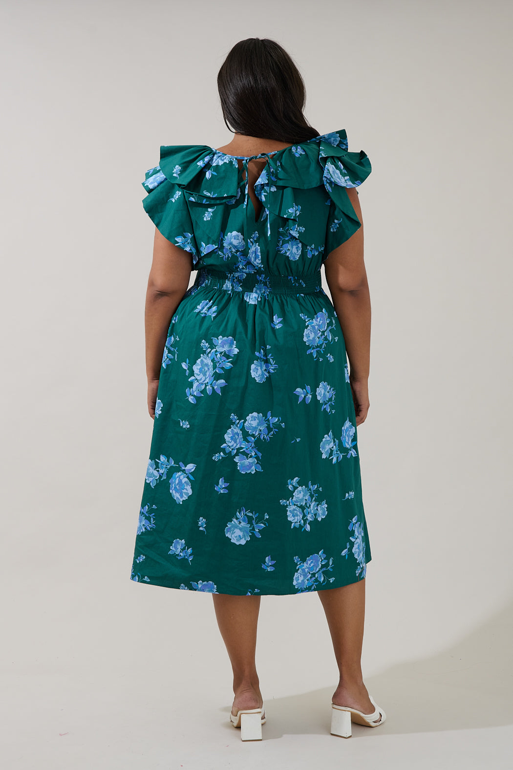 Santana Tie Back Midi Dress Denise Floral Curve