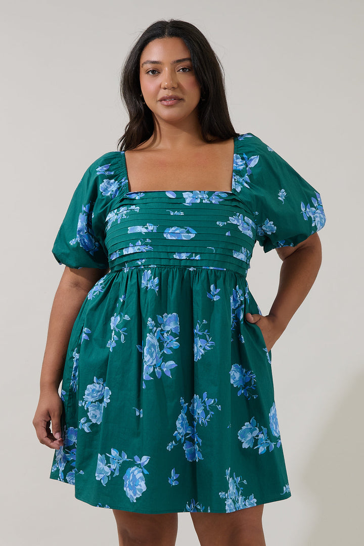 Pleated Mini Dress Denise Floral Curve