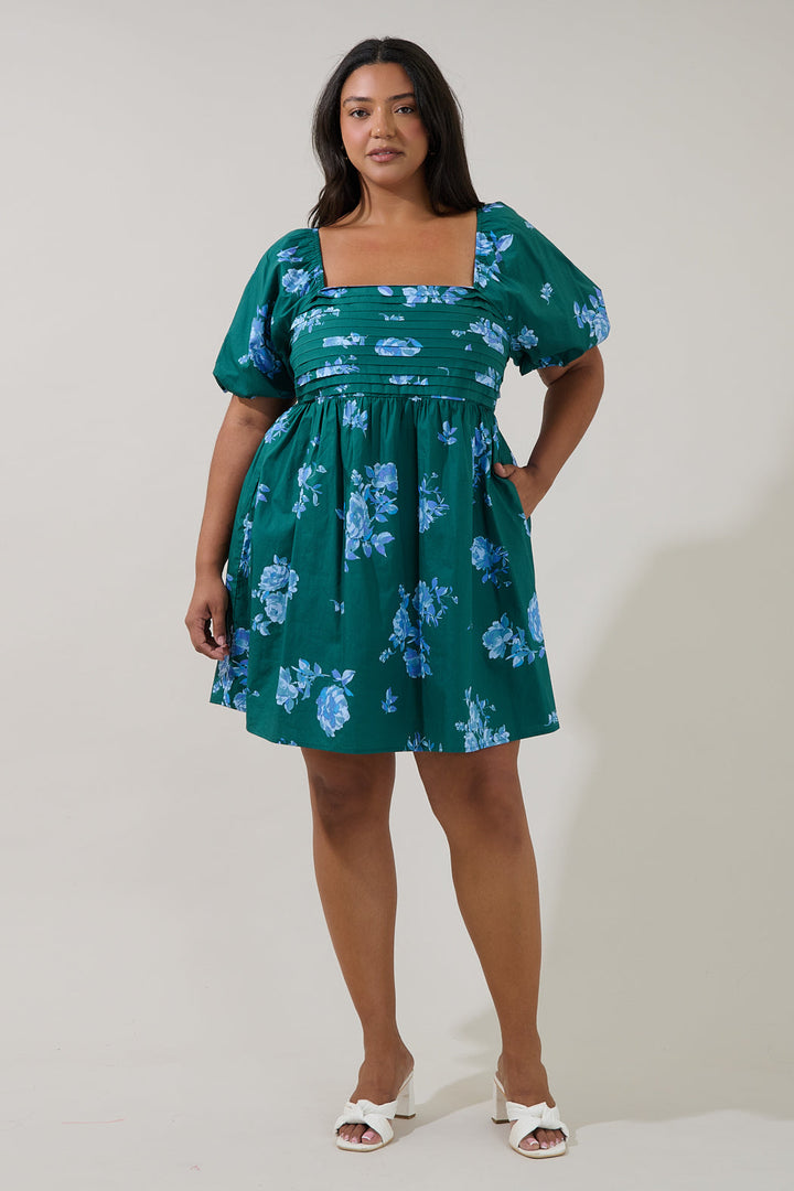 Pleated Mini Dress Denise Floral Curve