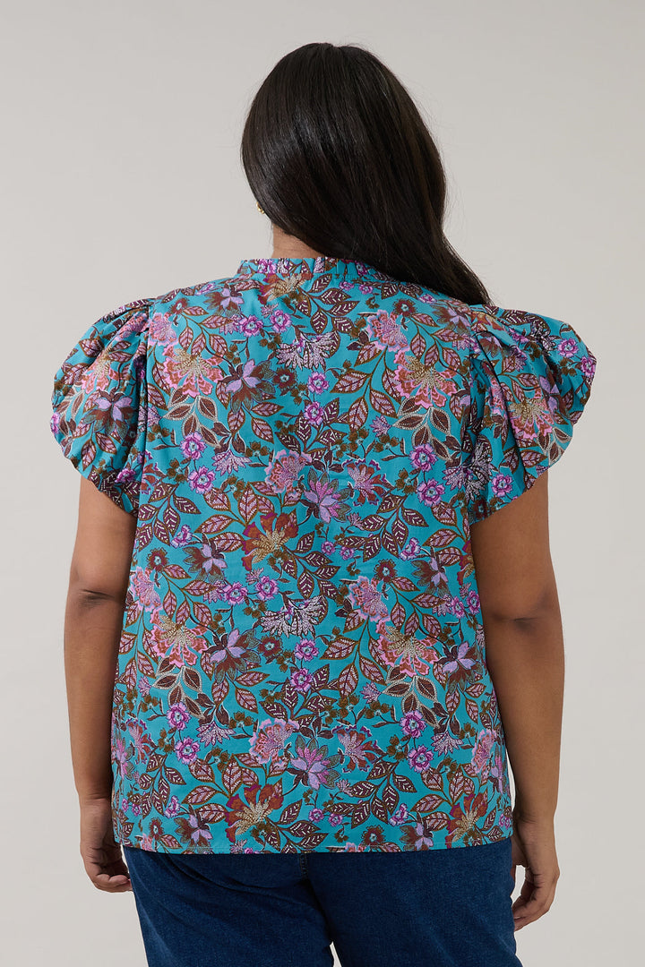 Keni Split Neck Top Berlin Floral Curve