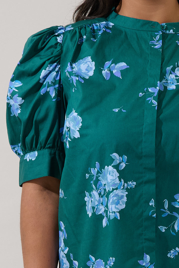 Klina Drape Sleeve Top Denise Floral Curve